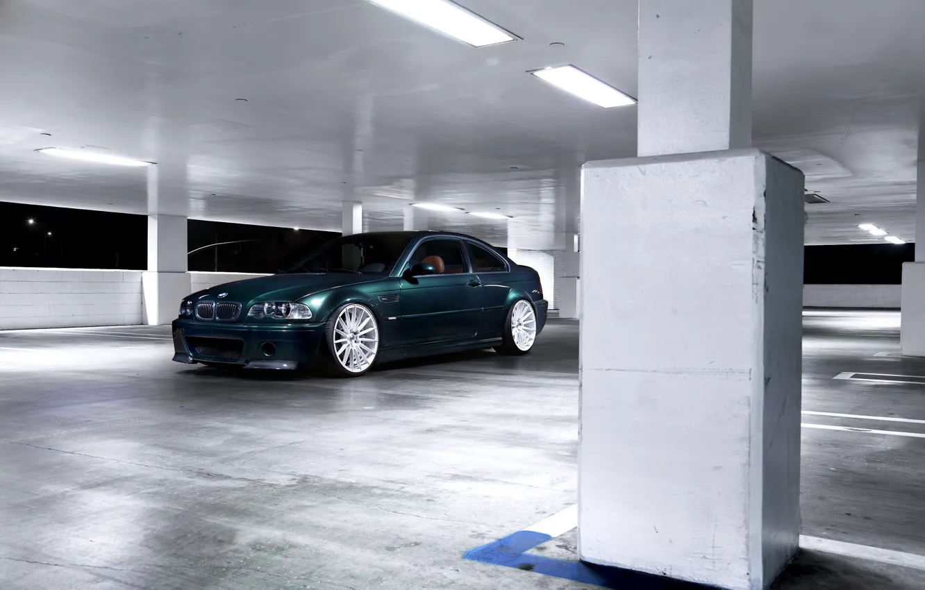 Photo wallpaper BMW, Light, E46, M3, Dark green