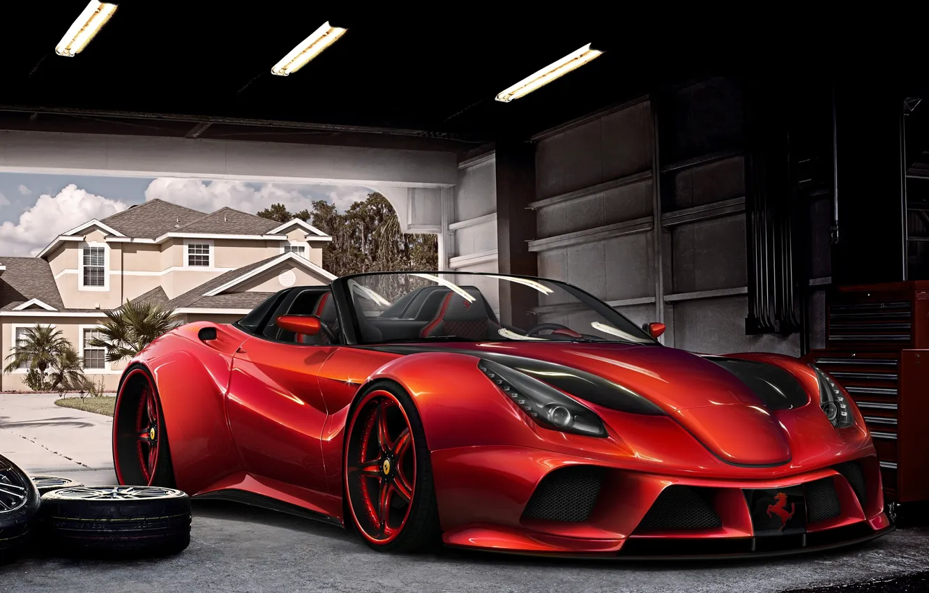 Photo wallpaper red, The Ferrari F12 Berlinetta, Virtual Tuning