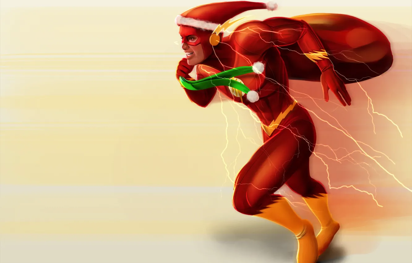 Photo wallpaper holiday, new year, Christmas, gifts, bag, flash, santa, Barry Allen
