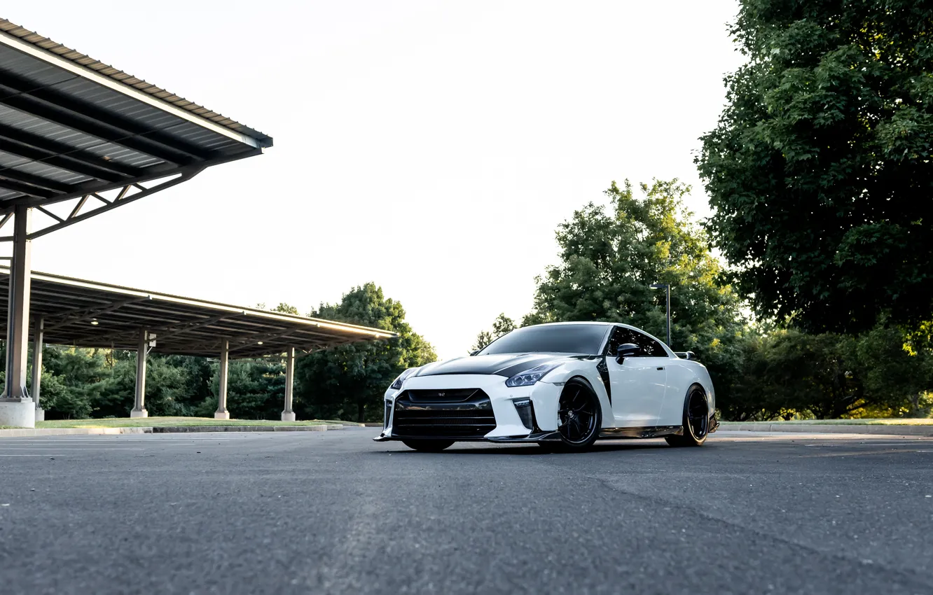 Photo wallpaper GT-R, Black, Skyline, R35, Wheels