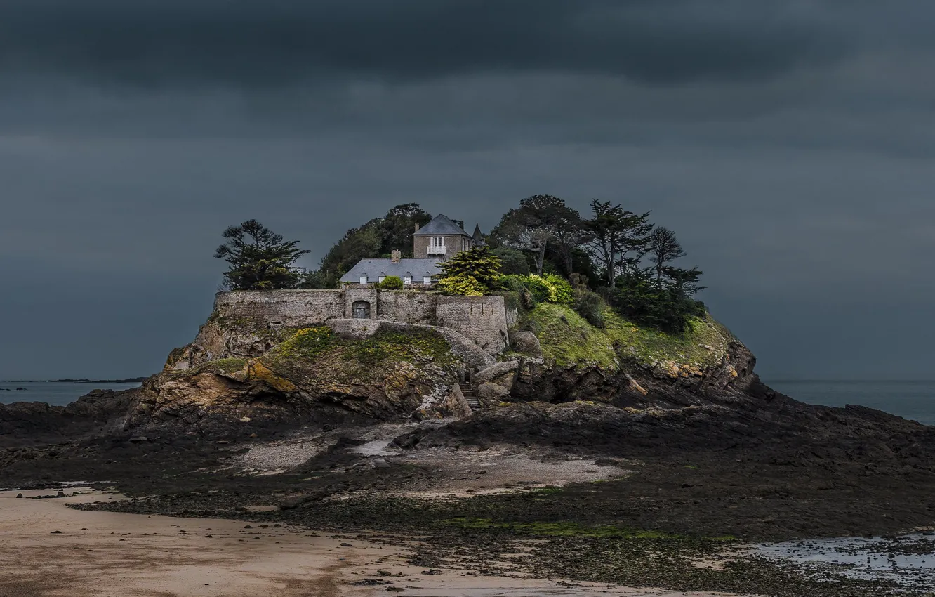 Photo wallpaper sea, the sky, island, home