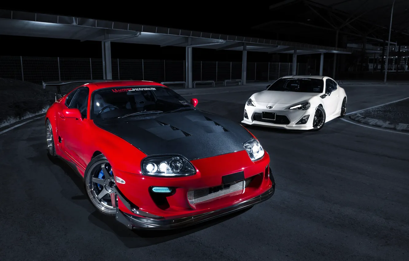 Photo wallpaper Red, Toyota, White, Supra