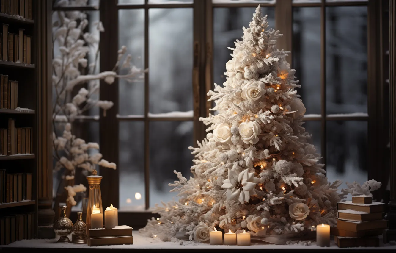 Photo wallpaper decoration, room, gift, tree, new year, interior, Christmas, Christmas