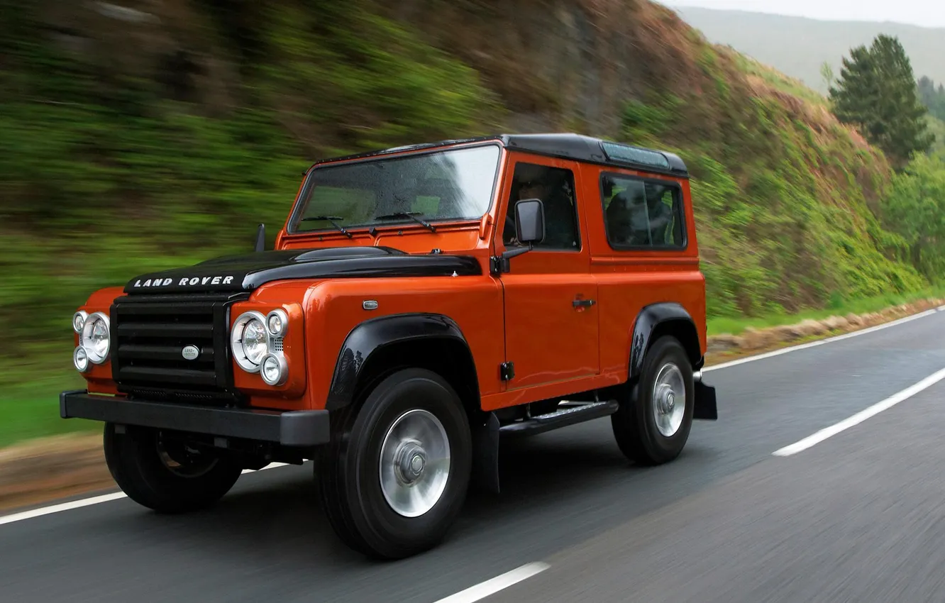 Photo wallpaper road, speed, Land Rover, car, Defender
