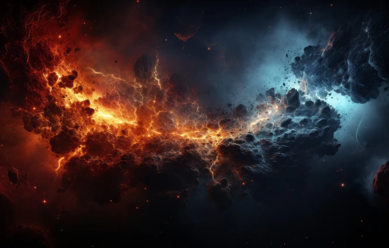 Photo wallpaper colorful, space, clouds, digital art, illustration