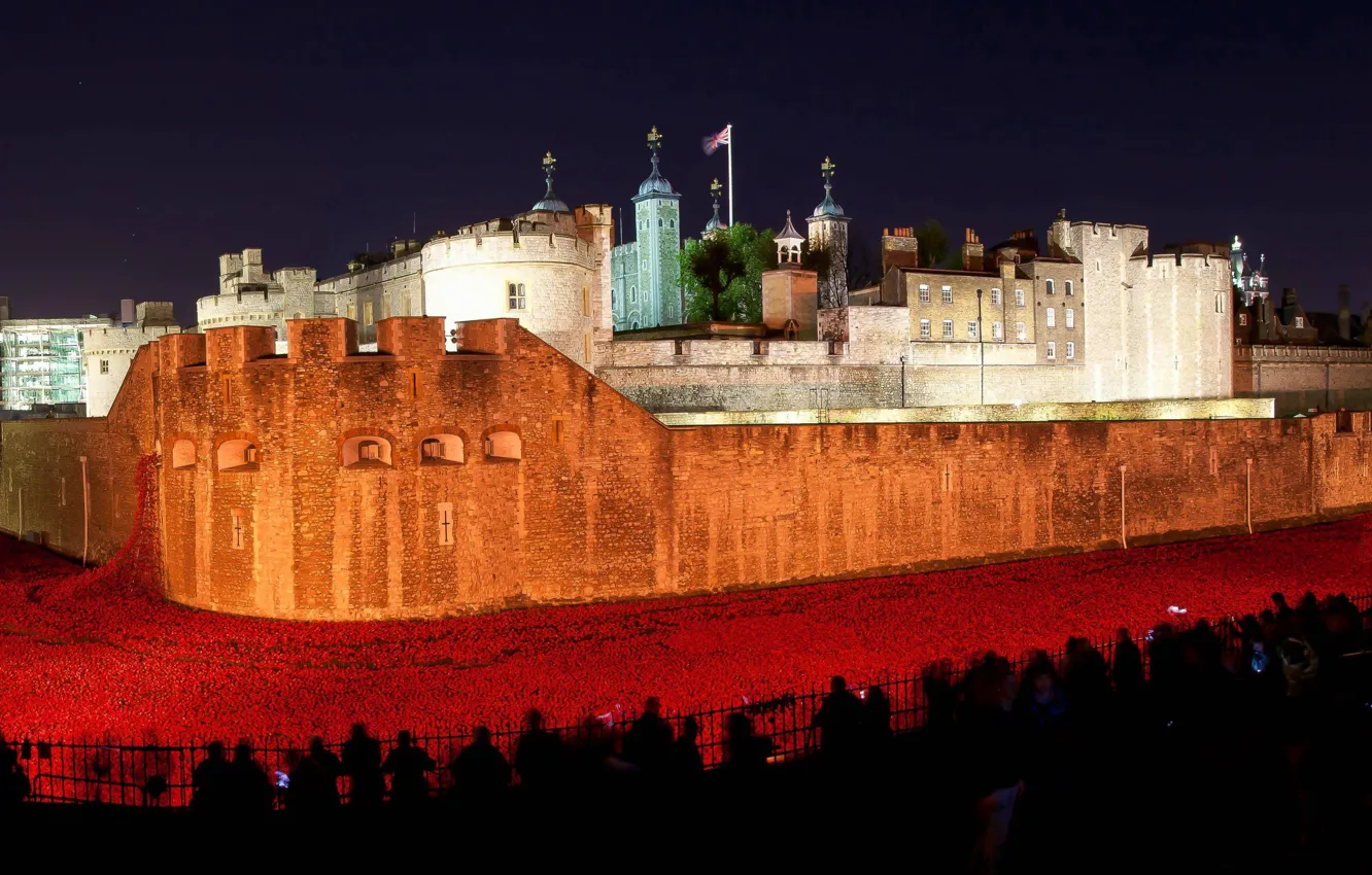 Photo wallpaper night, lights, England, London, Maki, Tower