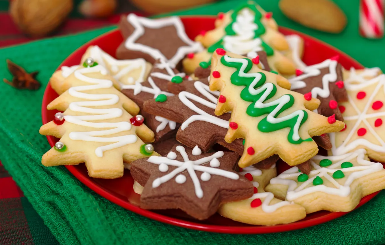 Photo wallpaper new year, cookies, Christmas, Christmas, cakes, sweet, Xmas, glaze