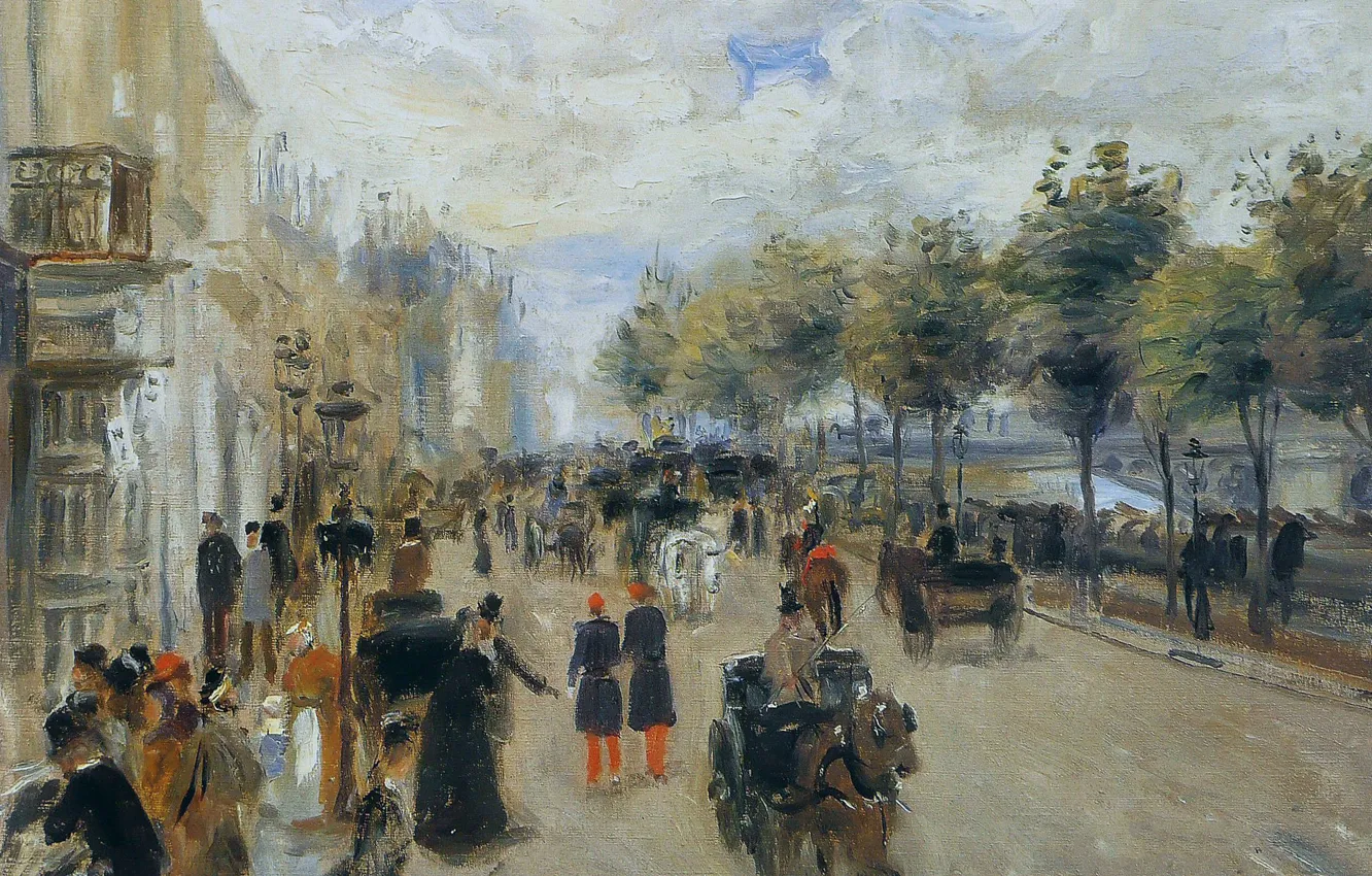 Photo wallpaper people, home, picture, the urban landscape, Pierre Auguste Renoir, Pierre Auguste Renoir, Paris. Naberezhnaya Malakeh