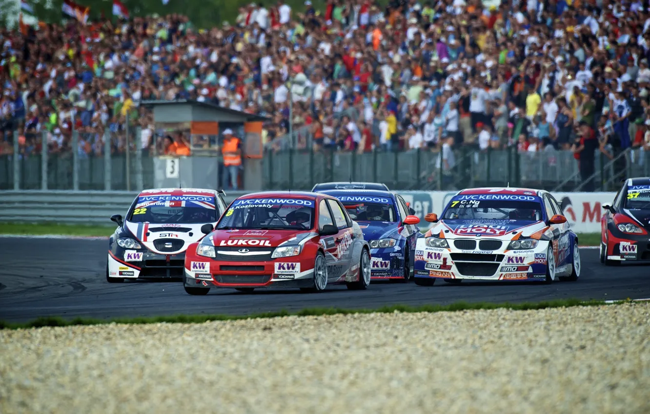 Photo wallpaper fight, BMW, Lada, Lada, Granta, Seat, WTCC, Michael Kozlowski