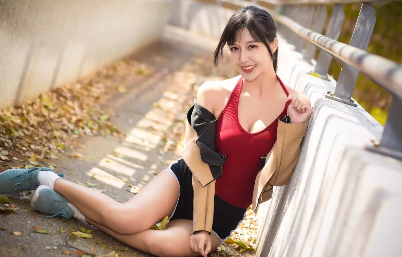 Photo wallpaper girl, smile, Asian