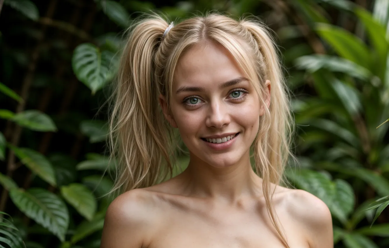 Photo wallpaper forest, girl, jungle, blonde, beautiful