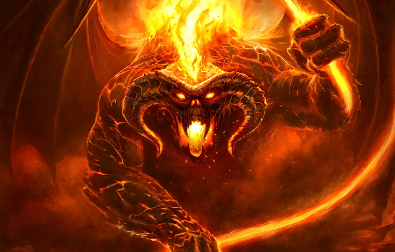 Photo wallpaper Figure, Fire, Monster, The Lord Of The Rings, Flame, The demon, Fantasy, Balrog