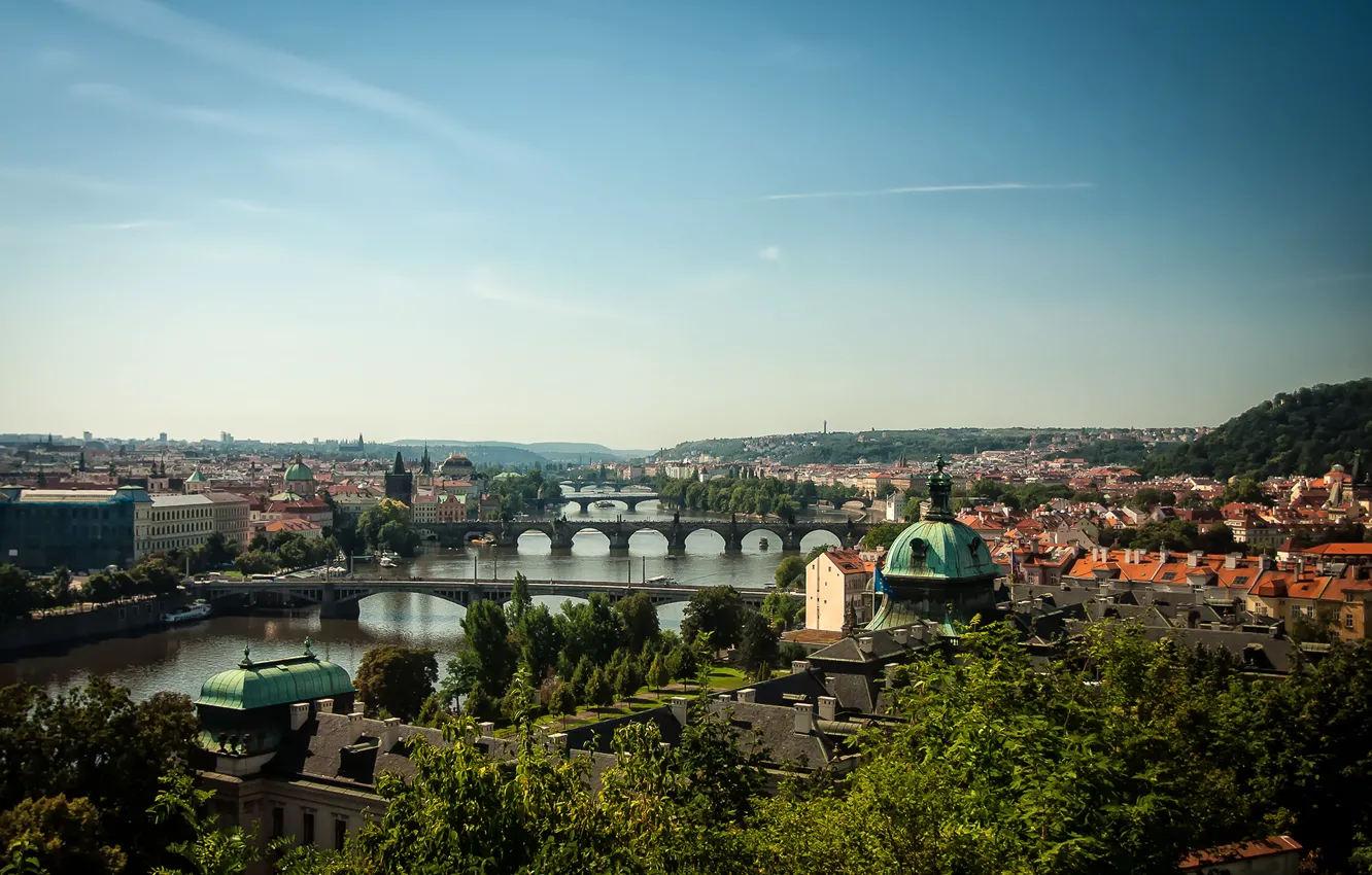 Photo wallpaper Bridge, Prague, Czech Republic, Prague, Vltava, Praha, Karluv Most, Charles Bridge