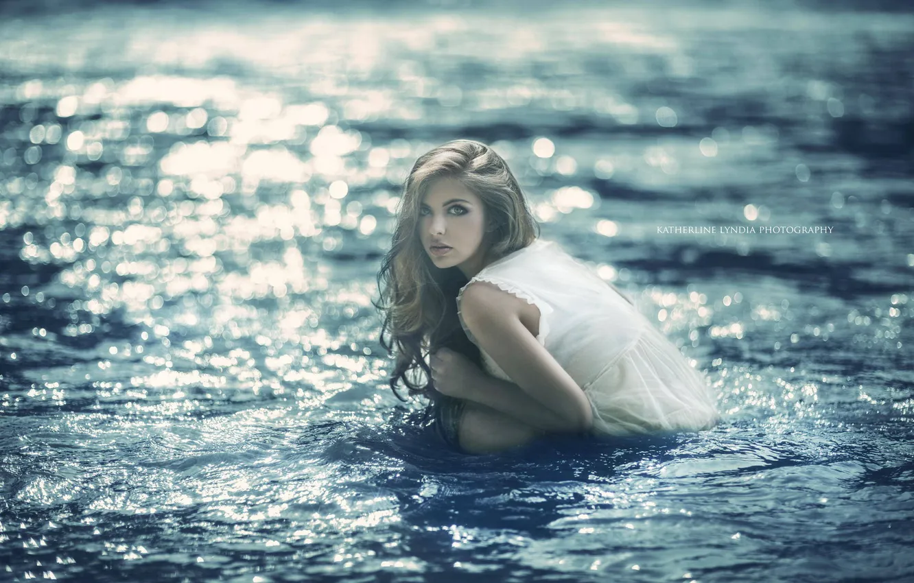 Photo wallpaper look, the sun, pose, glare, model, portrait, makeup, dress