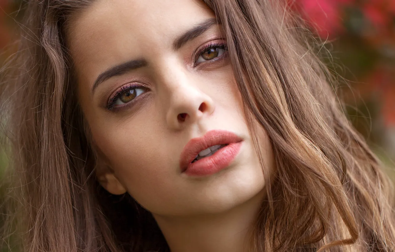 Photo wallpaper close-up, model, portrait, brown hair, bokeh, Kirill