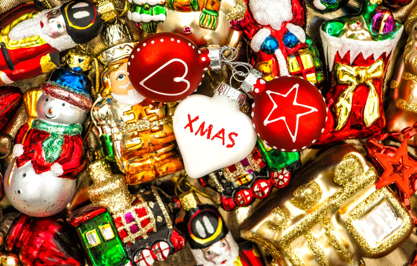 Photo wallpaper decoration, balls, toy, sweets, Christmas, Xmas, decoration, Merry