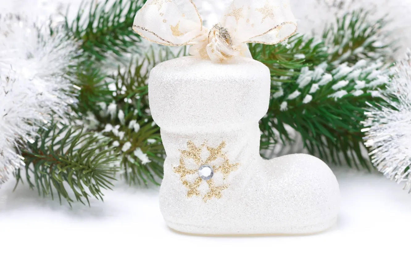 Photo wallpaper snow, tree, new year, spruce, boots, snow, 2015