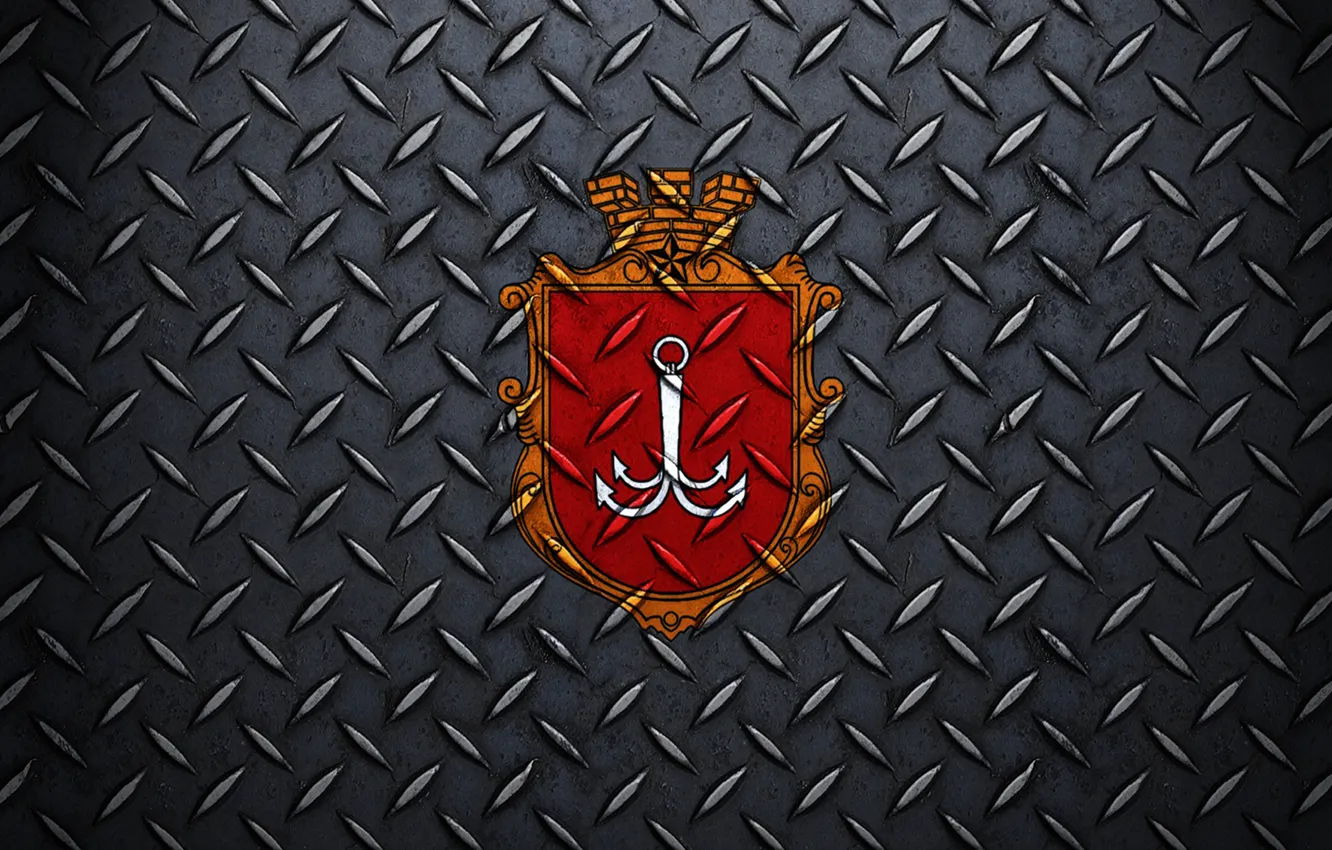 Photo wallpaper background, coat of arms, metal, Odessa, anchor