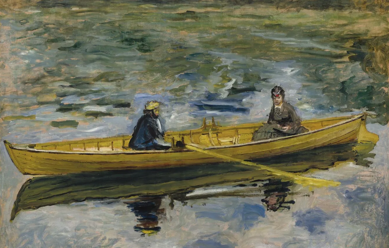 Photo wallpaper boat, 1880, Pierre Auguste Renoir, Pierre Auguste Renoir, Claude Monet and Madame HENRIOT
