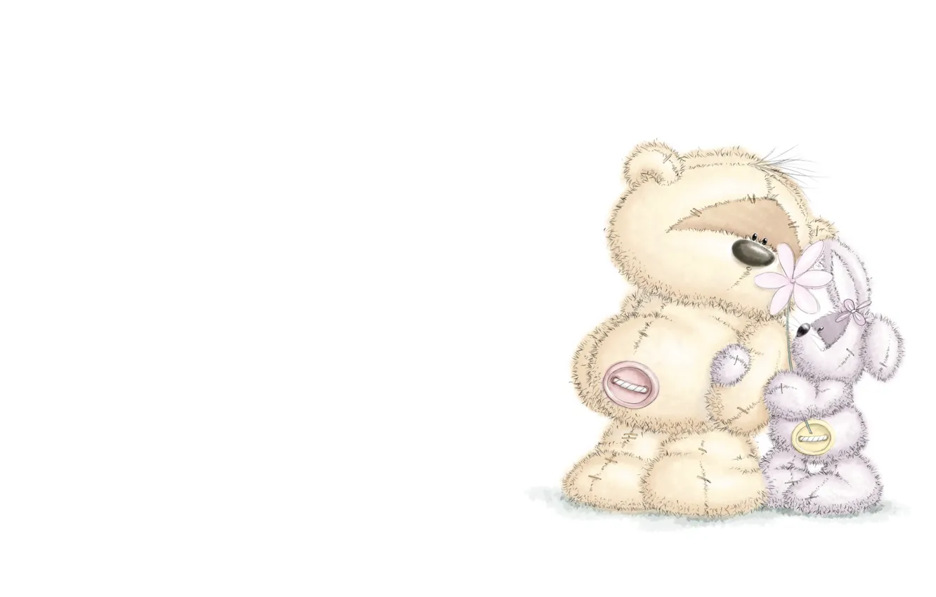 Photo wallpaper each, gift, art, bear, flowers, Bunny, children's, fizzy moon