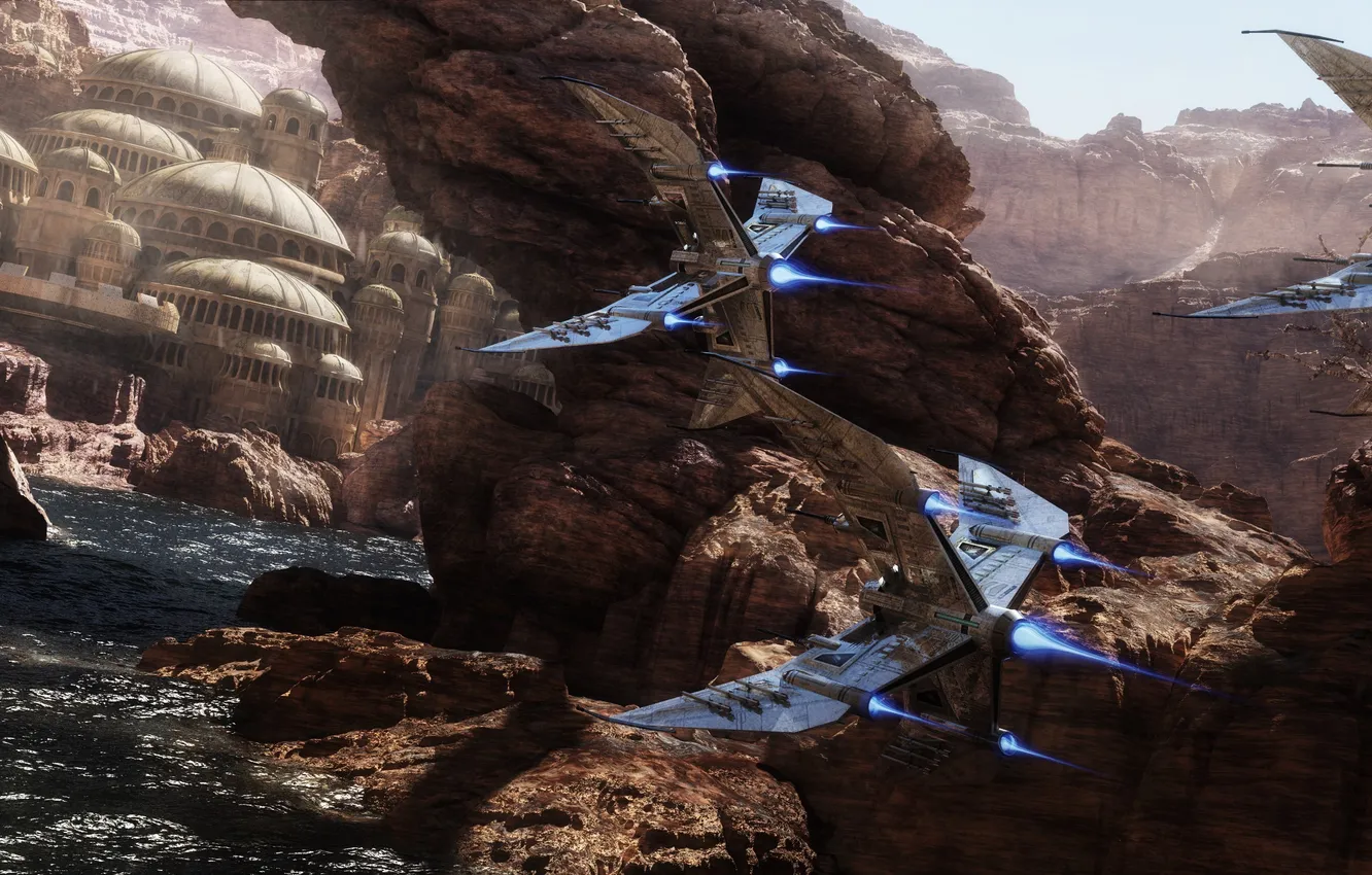 Photo wallpaper water, the city, river, rocks, transport, ship, the dome