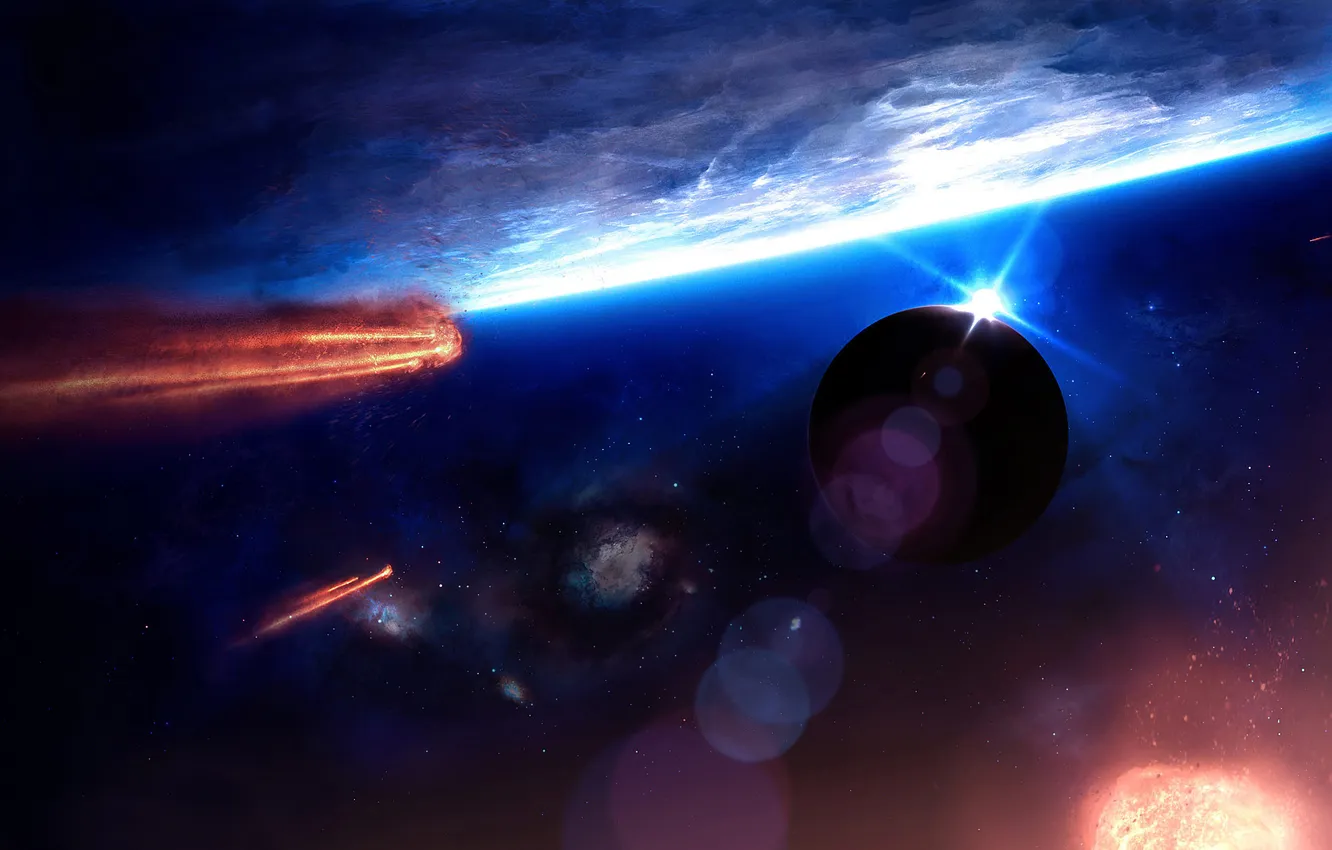 Photo wallpaper planet, comet, irruption