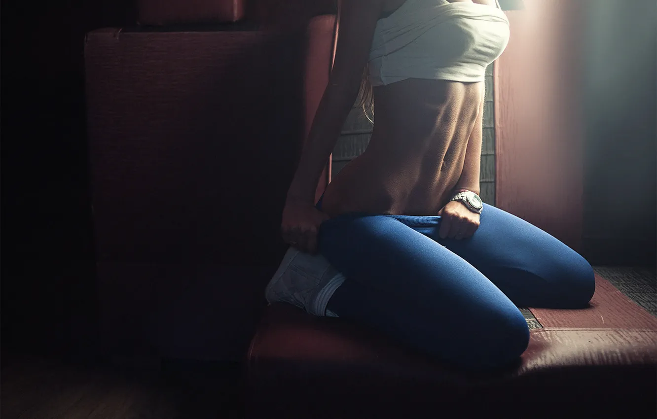 Photo wallpaper girl, sexy, model, sitting