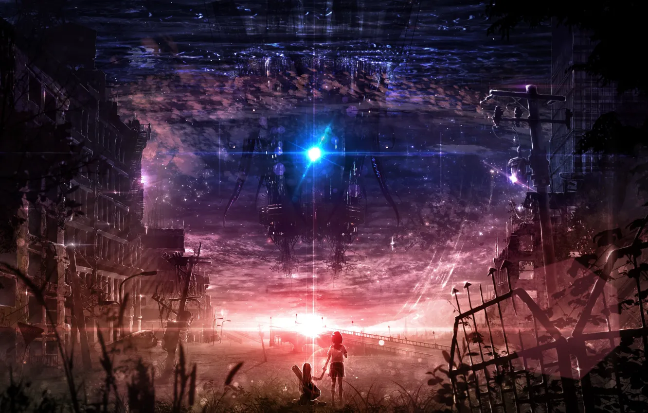 Photo wallpaper girl, fiction, ruins, postapokalipsis