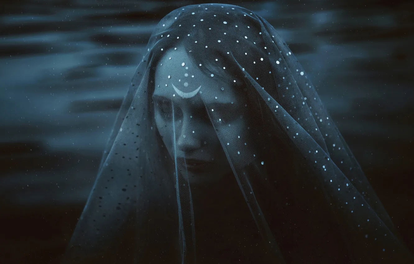 Photo wallpaper girl, night, style, twilight, veil, Cape, cosplay, Eva Wald