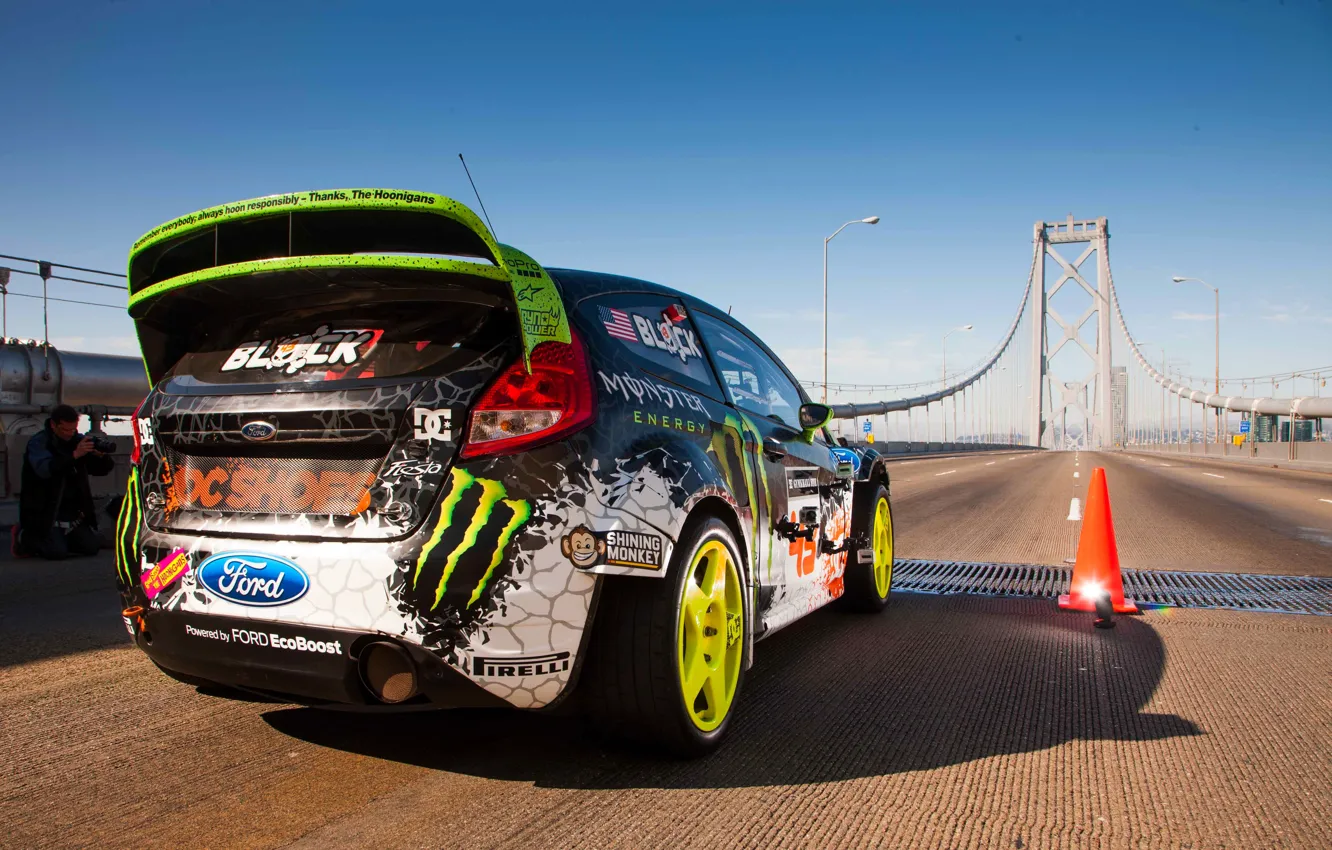 Photo wallpaper Ford, The sky, Auto, Bridge, Machine, Ford, Day, Ken Block