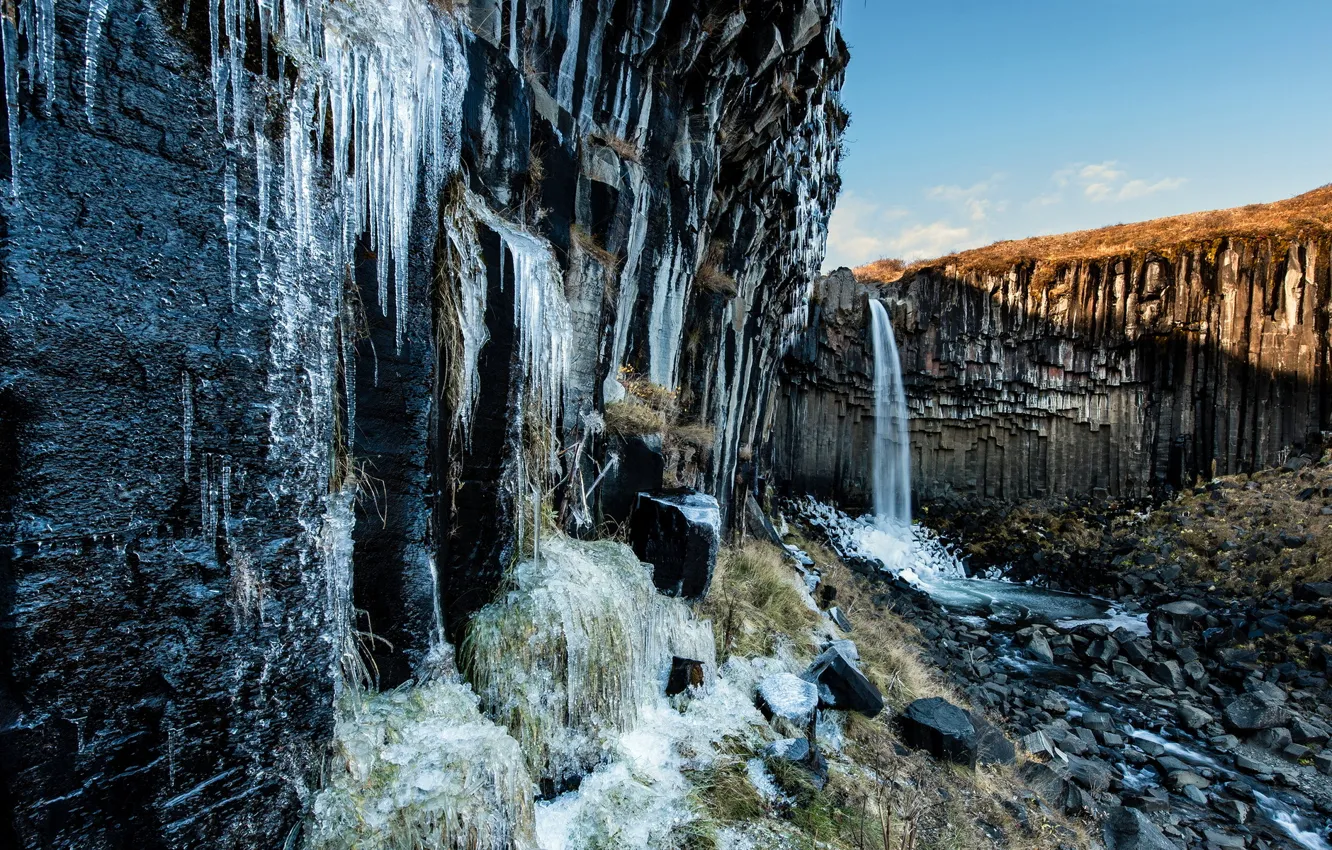 Photo wallpaper landscape, mountains, river, waterfall