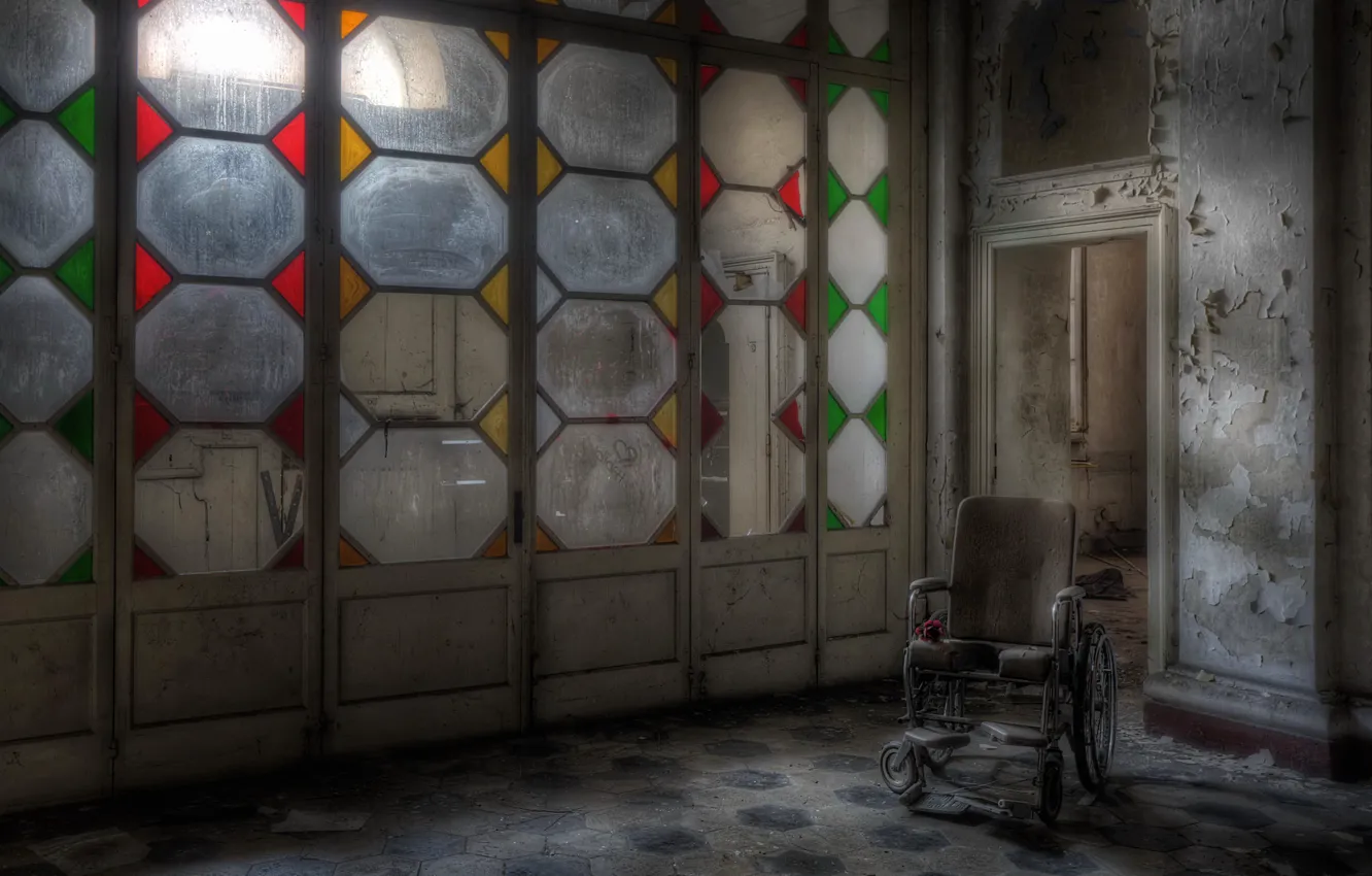 Photo wallpaper room, the door, stroller
