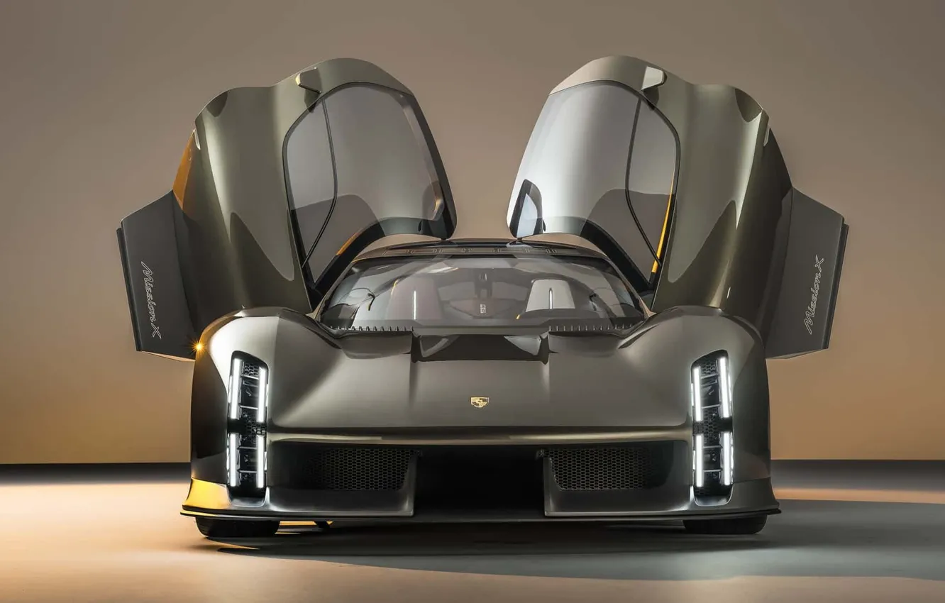 Photo wallpaper Concept, Porsche, the concept, front view, hypercar, Hypercar, raised doors, Mission X
