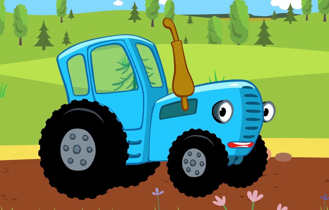 Photo wallpaper cartoon, animation, blue tractor