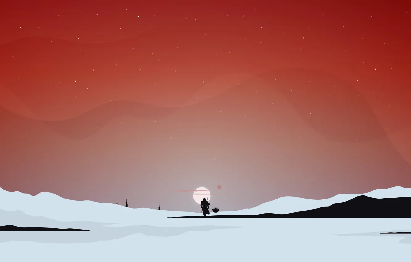 Photo wallpaper the sun, style, the film, minimalism, Star Wars, art, star wars, characters