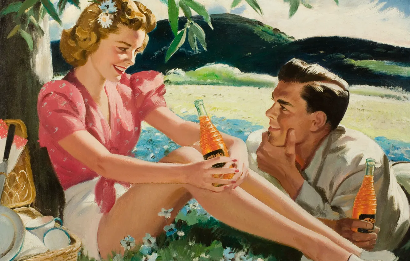 Photo wallpaper figure, painting, Illustrator, 1889-1960), romantic and love illustration, CHARLES GATES SHELDON (American