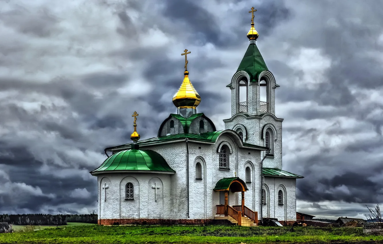 Photo wallpaper the sky, the city, temple