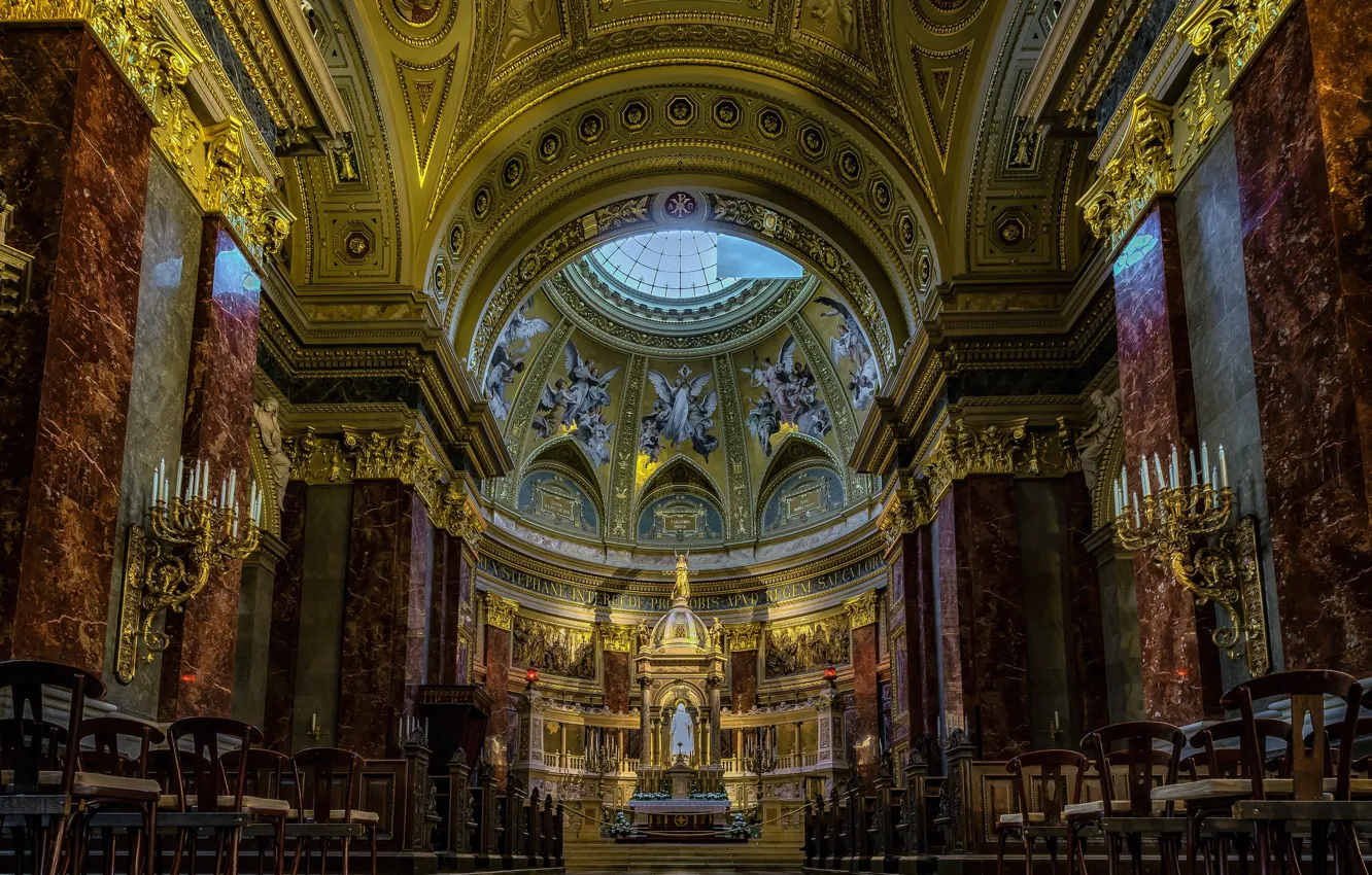Photo wallpaper the altar, Hungary, Budapest, the nave, St. Stephen's Basilica