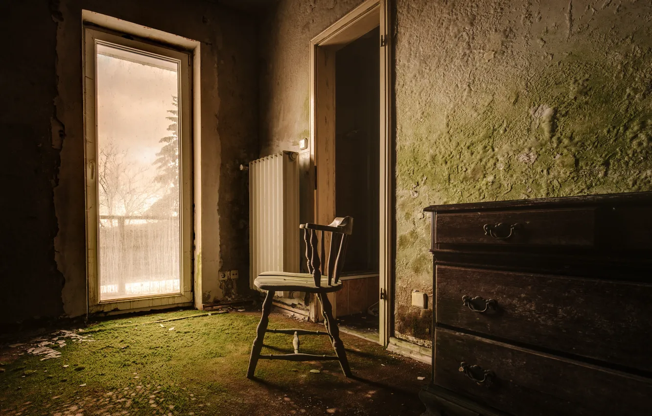 Photo wallpaper room, window, chair, wardrobe