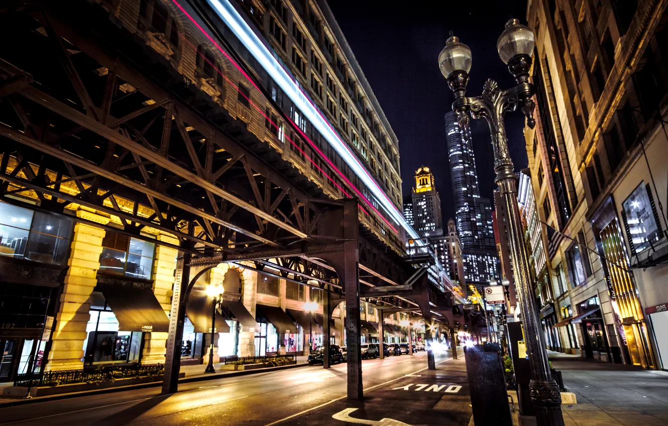 Photo wallpaper road, machine, night, the city, lights, street, building, home