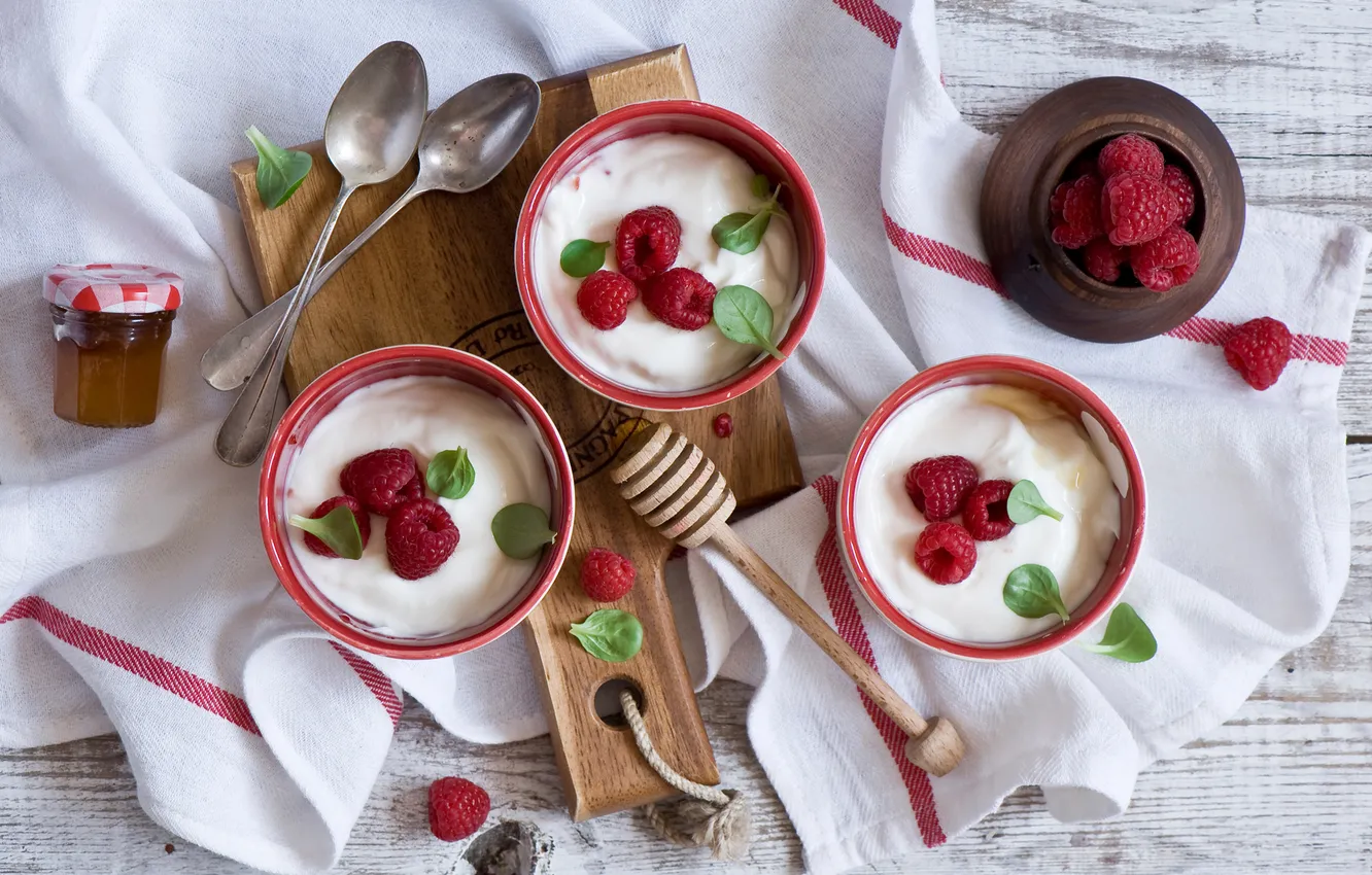 Photo wallpaper berries, raspberry, dessert