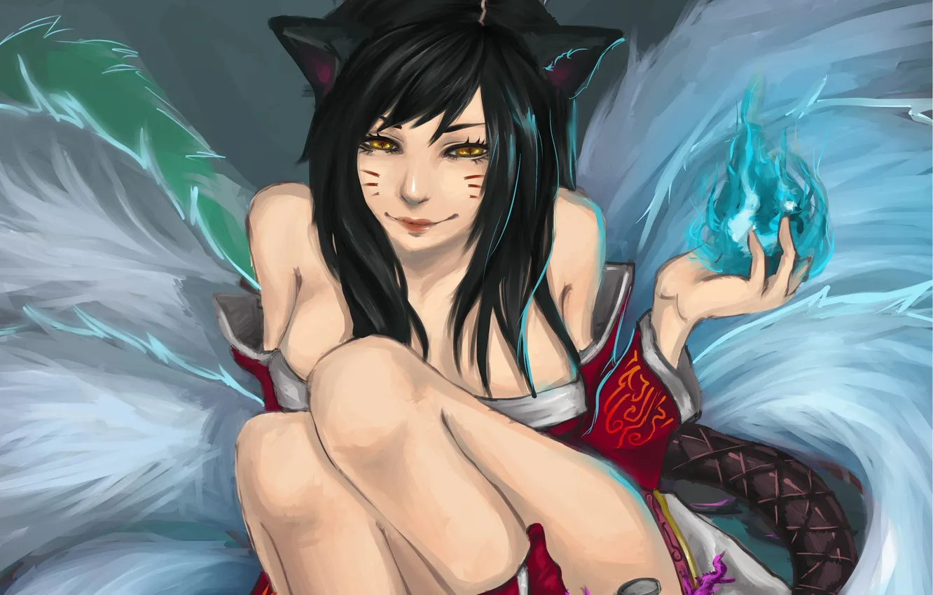 Photo wallpaper magic, Fox, league of legends, ahri