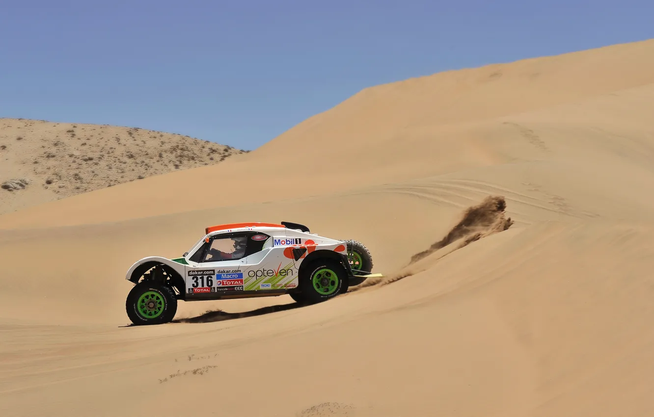 Photo wallpaper Sand, Auto, Sport, Desert, Machine, Race, Day, Rally