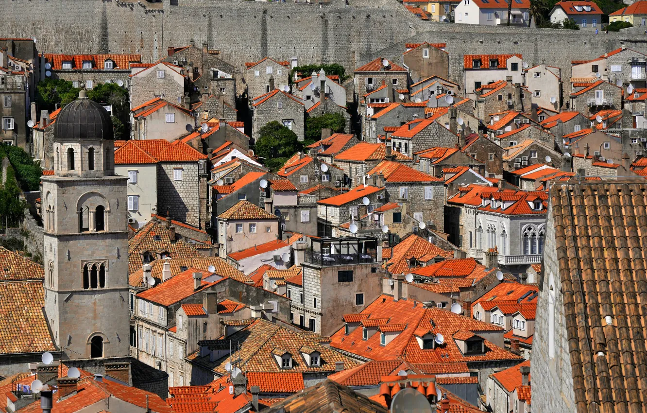 Photo wallpaper roof, tower, home, Croatia, tile, Dubrovnik, the bell tower