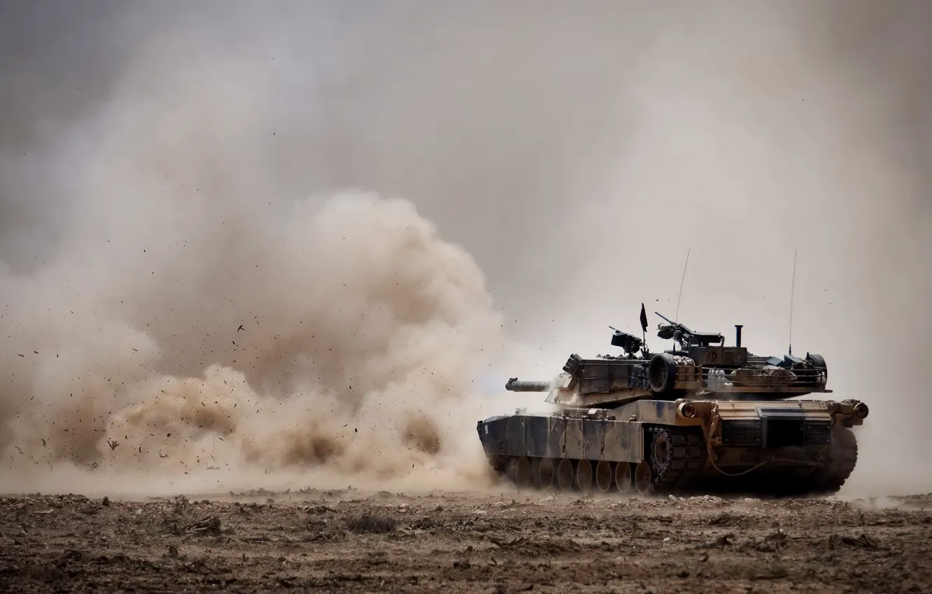 Photo wallpaper shot, tank, M1A1 Abrams