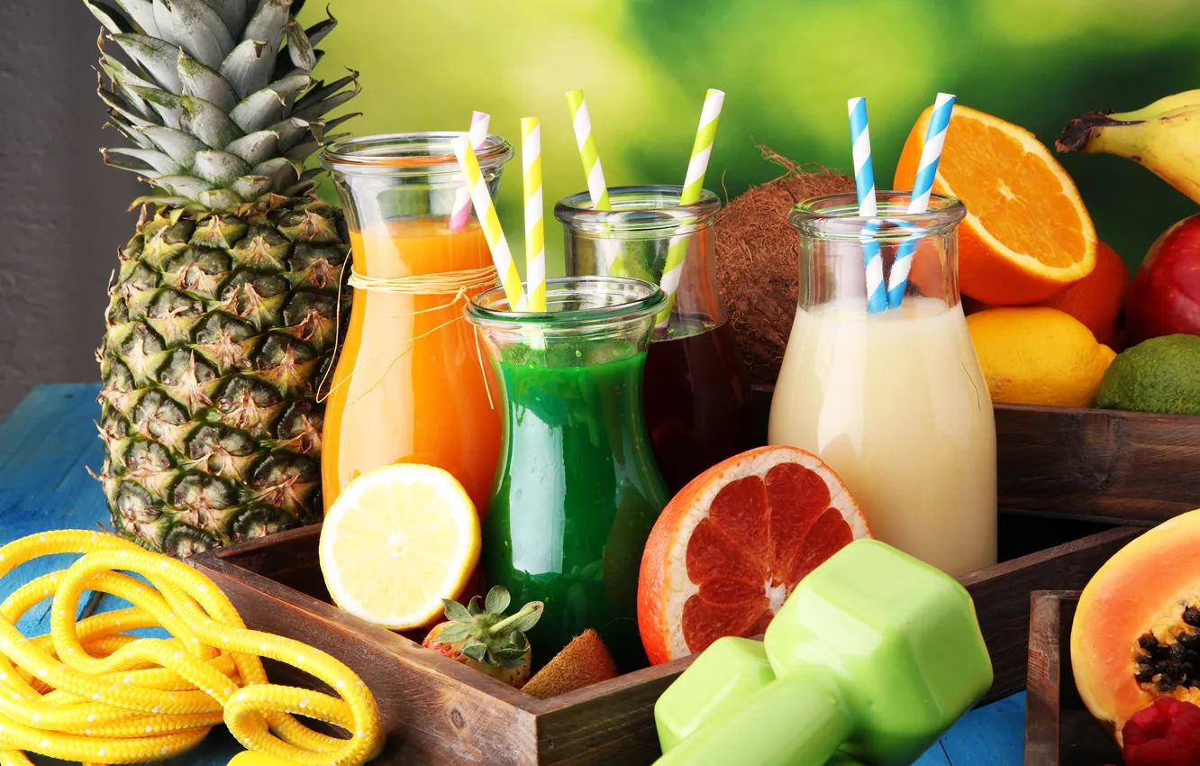 Photo wallpaper orange, juice, cocktail, pineapple, fruit