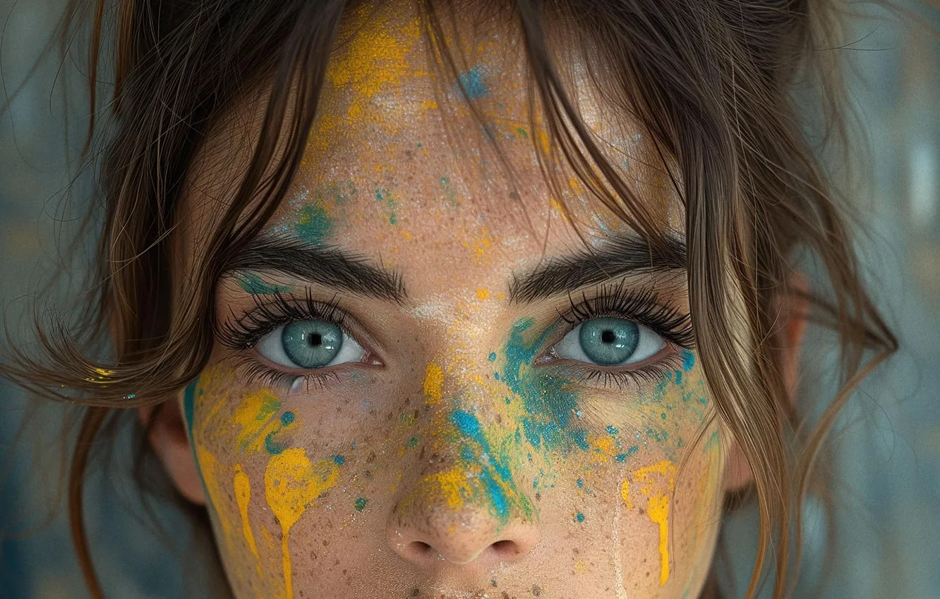 Photo wallpaper eyes, paint, Anton Papalutsa, MidJourney Girl Model