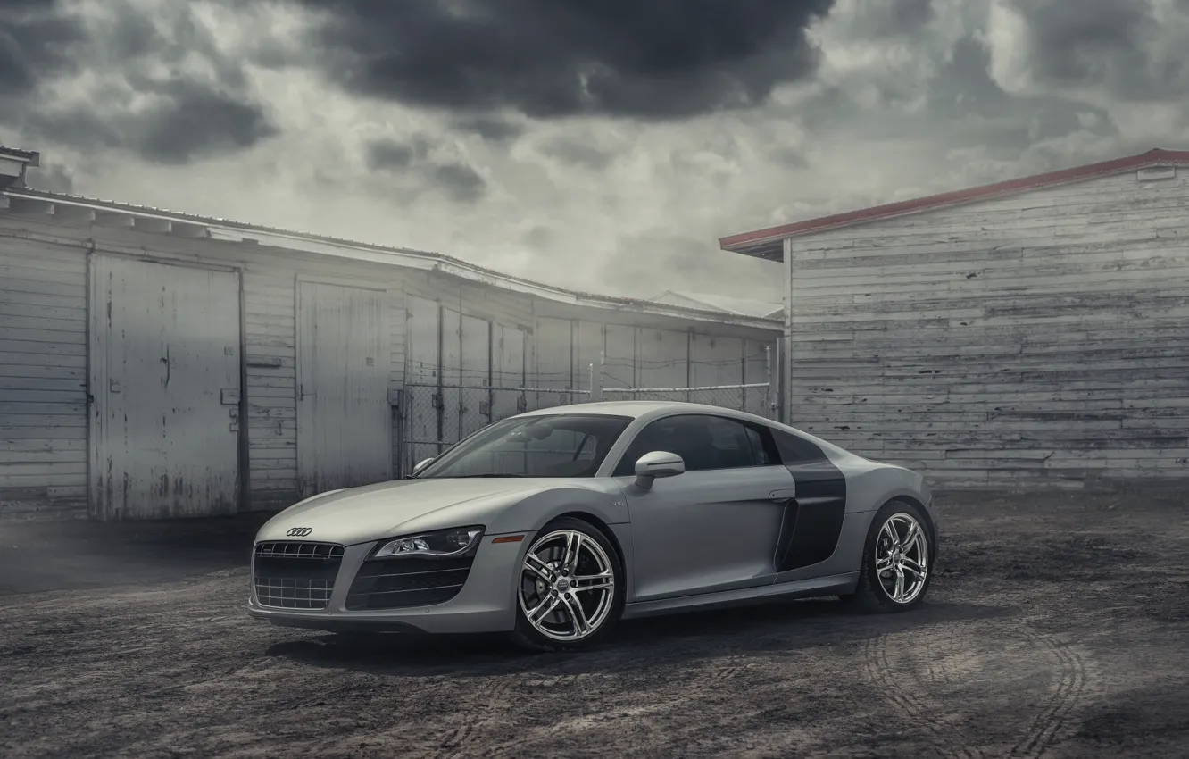 Photo wallpaper Audi, Car, Clouds, Cool, Clean, Photography, Supercar, Silver