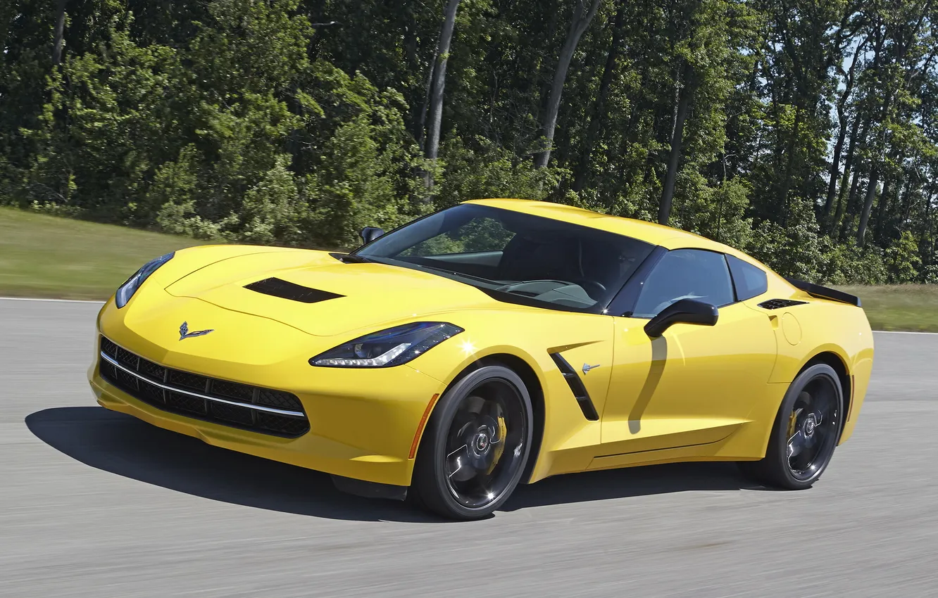 Photo wallpaper yellow, speed, Corvette, Chevrolet, Chevrolet, Stingray