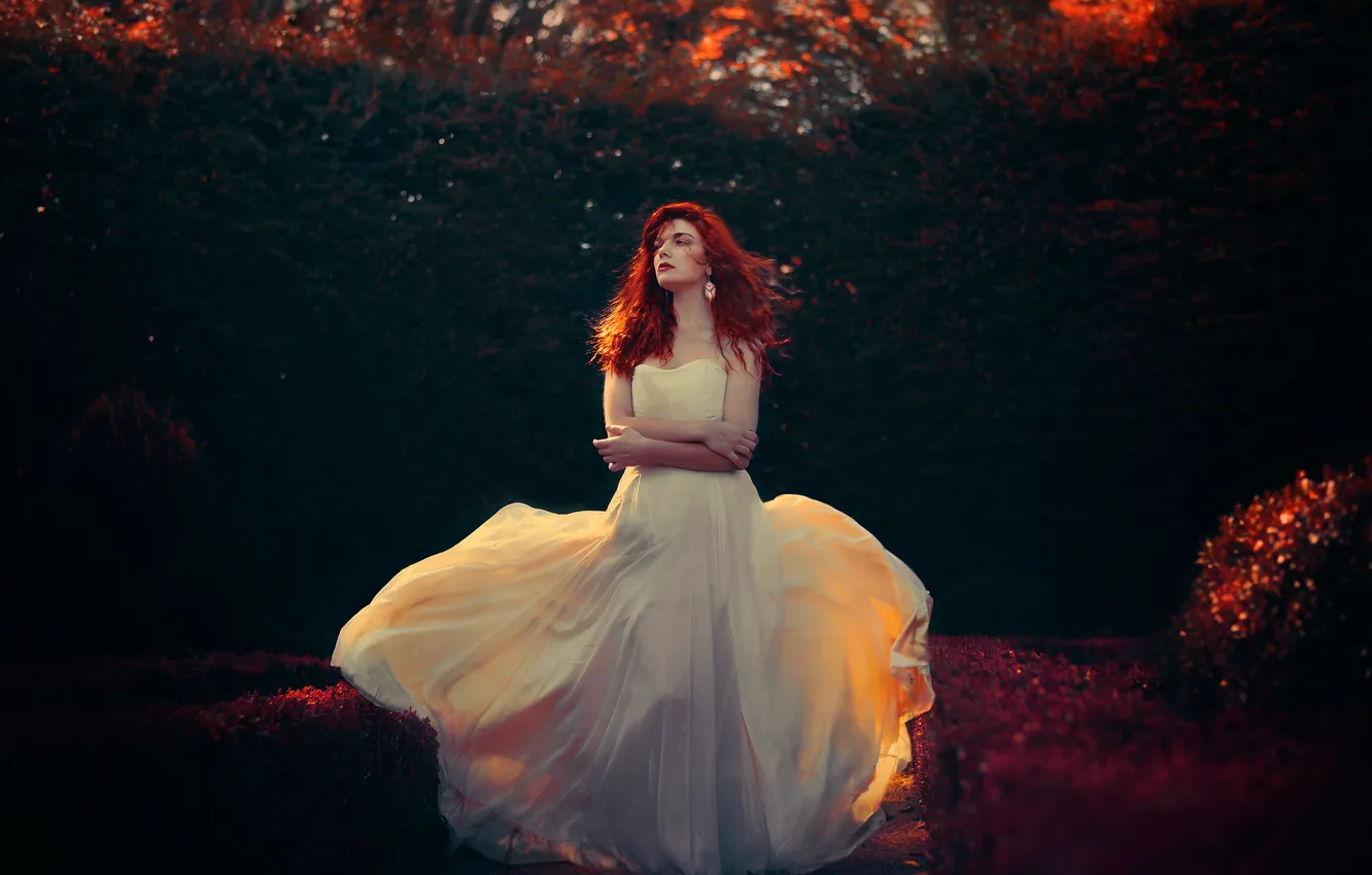 Photo wallpaper autumn, dress, lighting, Fanny Moreaux